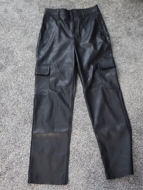 Express Black Faux Leather Cargo Pants